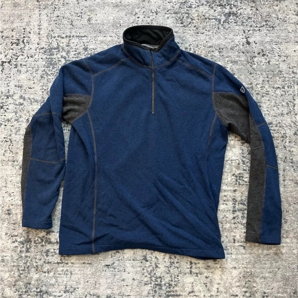 Kuhl Revel 1/4 Zip Men's Large Pullover Sweater Navy Blue Hiking Outdoors